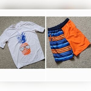 Wonder nation swim tshirt + shorts size L-10/12
